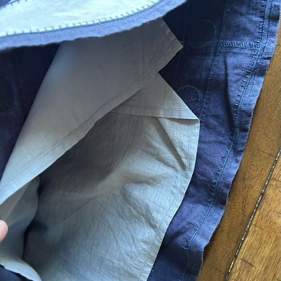 Boden Blue Polkadot 100% Linen A Line Mini Skirt Size 6 Petite - Picture 4 of 8